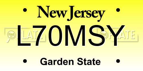 L70MSY New Jersey License Plate