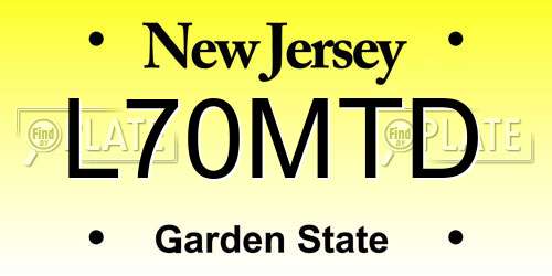 L70MTD New Jersey License Plate