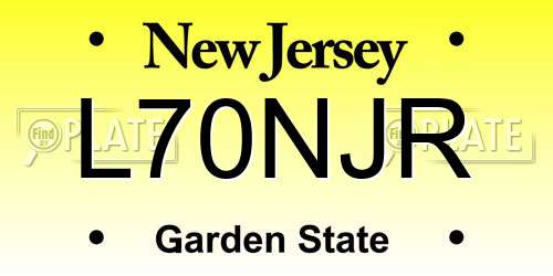 L70NJR New Jersey License Plate