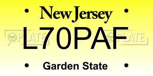 L70PAF New Jersey License Plate