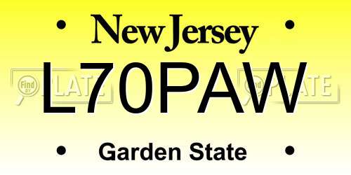 L70PAW New Jersey License Plate