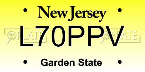 L70PPV New Jersey License Plate