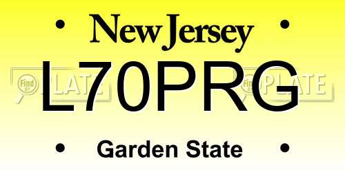 L70PRG New Jersey License Plate
