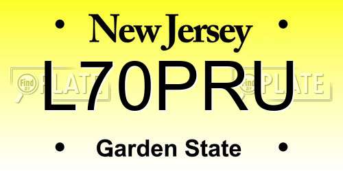 L70PRU New Jersey License Plate