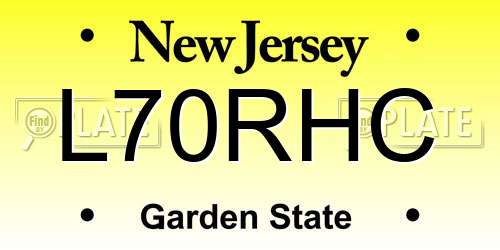 L70RHC New Jersey License Plate