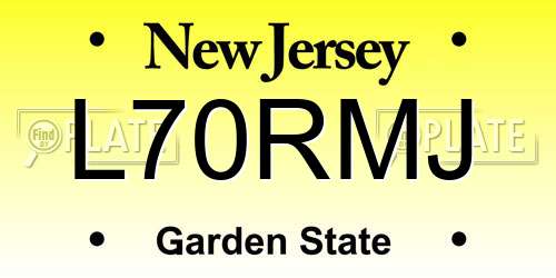 L70RMJ New Jersey License Plate