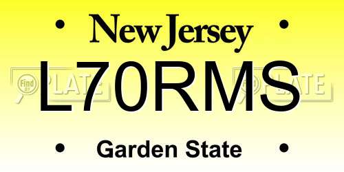 L70RMS New Jersey License Plate