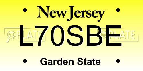 L70SBE New Jersey License Plate