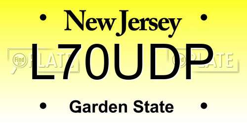 L70UDP New Jersey License Plate