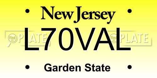 L70VAL New Jersey License Plate