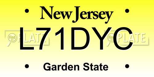 L71DYC New Jersey License Plate