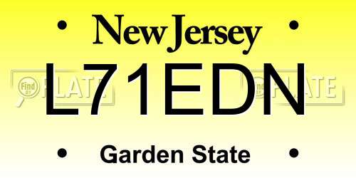 L71EDN New Jersey License Plate