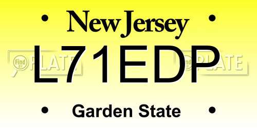 L71EDP New Jersey License Plate