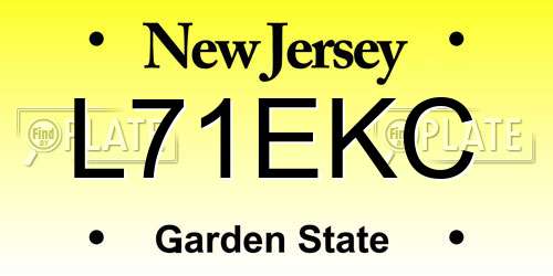 L71EKC New Jersey License Plate
