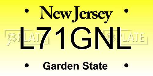L71GNL New Jersey License Plate