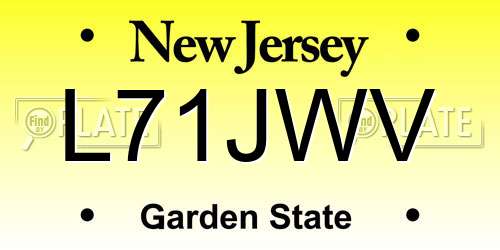 L71JWV New Jersey License Plate