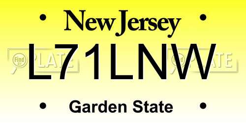 L71LNW New Jersey License Plate