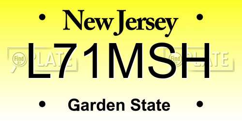 L71MSH New Jersey License Plate