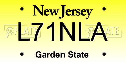 L71NLA New Jersey License Plate