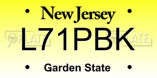 L71PBK New Jersey License Plate