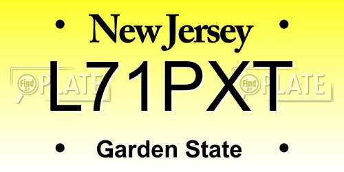 L71PXT New Jersey License Plate
