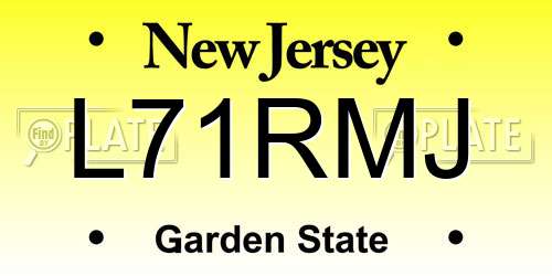 L71RMJ New Jersey License Plate
