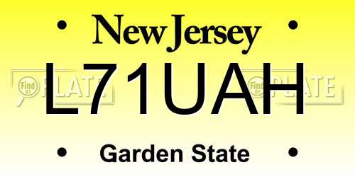 L71UAH New Jersey License Plate