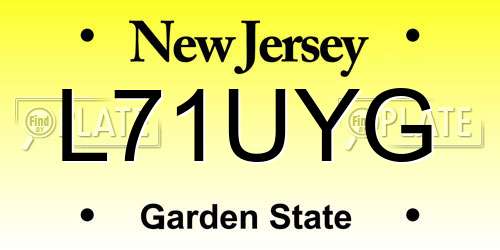 L71UYG New Jersey License Plate