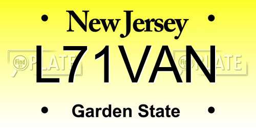 L71VAN New Jersey License Plate