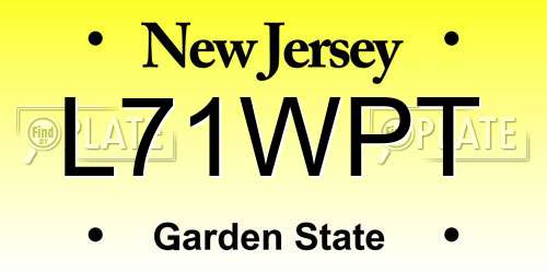 L71WPT New Jersey License Plate