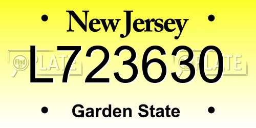 L723630 New Jersey License Plate
