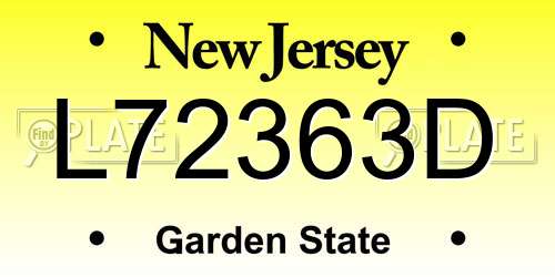 L72363D New Jersey License Plate