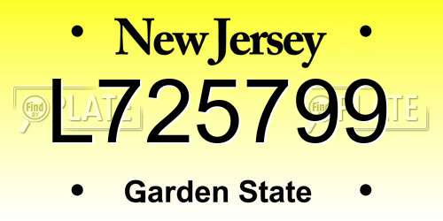 L725799 New Jersey License Plate