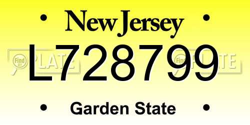 L728799 New Jersey License Plate