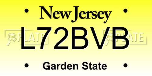 L72BVB New Jersey License Plate