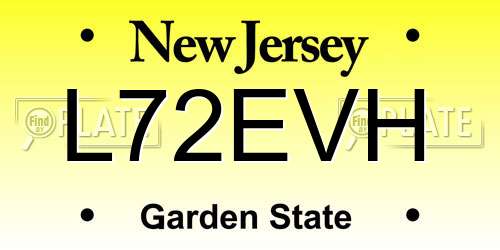 L72EVH New Jersey License Plate
