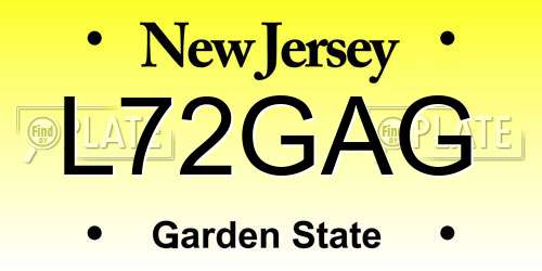 L72GAG New Jersey License Plate