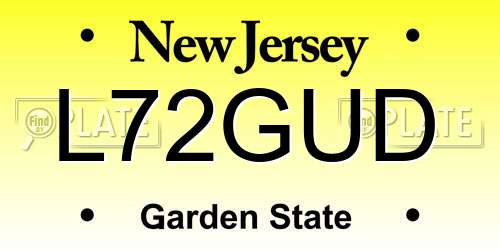 L72GUD New Jersey License Plate