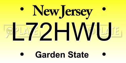 L72HWU New Jersey License Plate