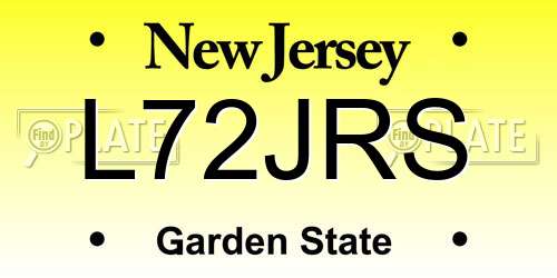 L72JRS New Jersey License Plate