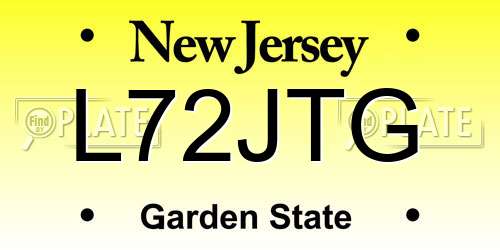 L72JTG New Jersey License Plate