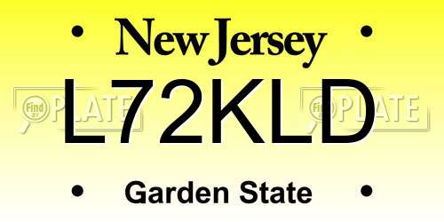 L72KLD New Jersey License Plate