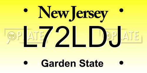 L72LDJ New Jersey License Plate