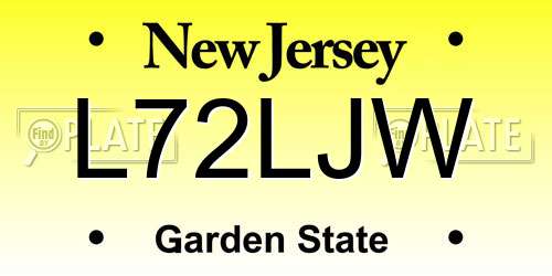 L72LJW New Jersey License Plate