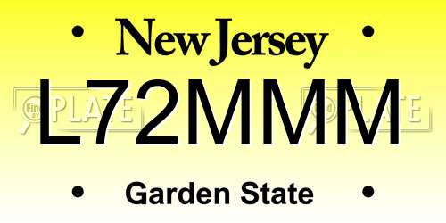 L72MMM New Jersey License Plate