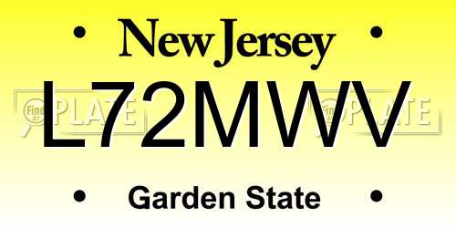 L72MWV New Jersey License Plate