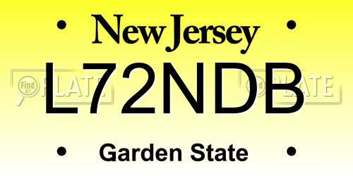L72NDB New Jersey License Plate