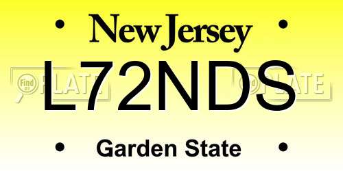 L72NDS New Jersey License Plate