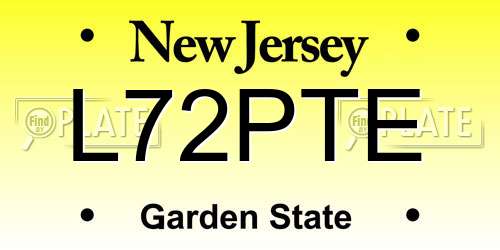 L72PTE New Jersey License Plate