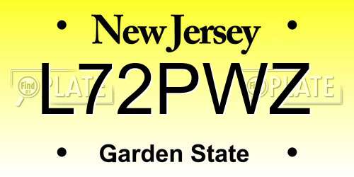L72PWZ New Jersey License Plate